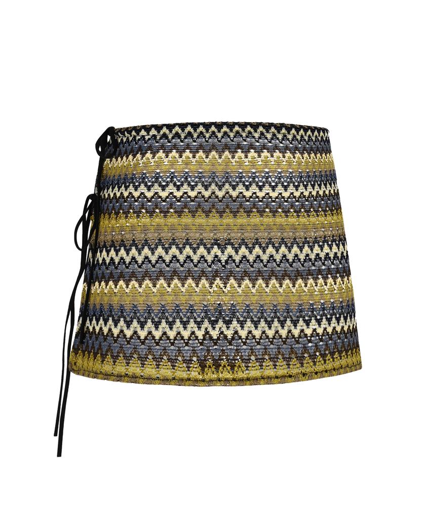 Siest Ethnic Short Wrap Skirt Brown