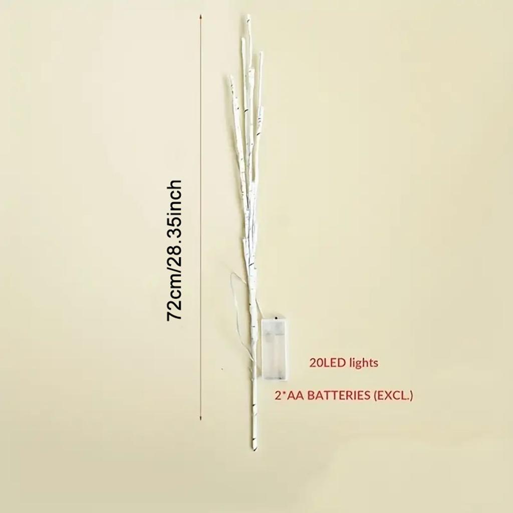 1 PC White Birch Branch Lights Battery Operated 50 LED Fairy Lights Willow Branches for Home Bedroom Inside Outdoor Decoration