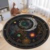 Crystal Velvet Astrology Moon Stars Round Rug, Celestial Print Non Slip Washable Floor Mat for Living Room, Bedroom, Home Decor