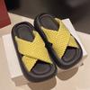 Thick-bottomed beautiful cross-strapped cool slippers for women's summer wear 2025 new models with skirts, fashionable beach one-word cool slippers