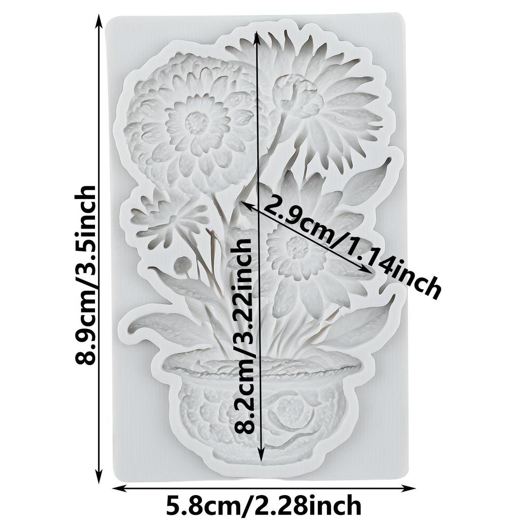 Chrysanthemum Flower Silicone Molds Flower Pot Fondant Mold Cake Decorating Tools Cupcake Topper Candy Chocolate Gumpaste Mold