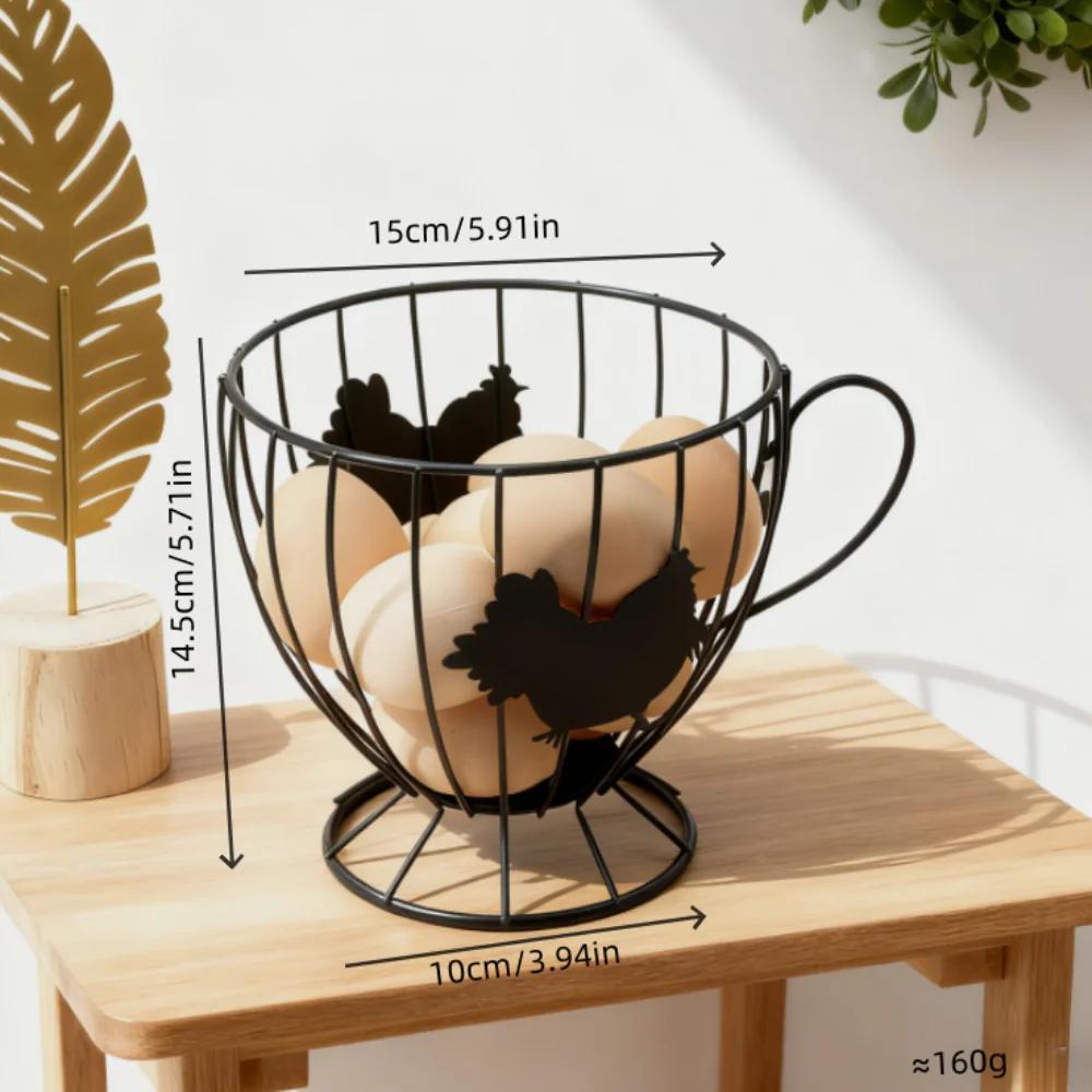 

New Iron Egg Storage Basket Large Capacity Hollowed-out Coffee Capsule Holder Creative Egg Storage Rack Home Decor чорний