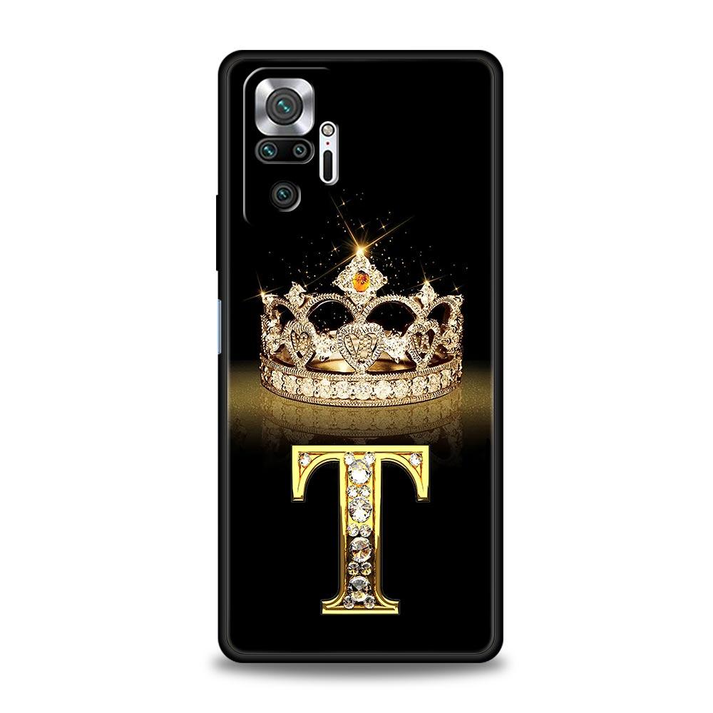 Handyhülle Für Xiaomi Redmi Note 13 12 5G 9S 9 8 10 11 Pro 9T 13C 12C 10C 9C 9A 7 Pro Weiche Hülle Diamantkrone Buchstabe 26 Buchstaben