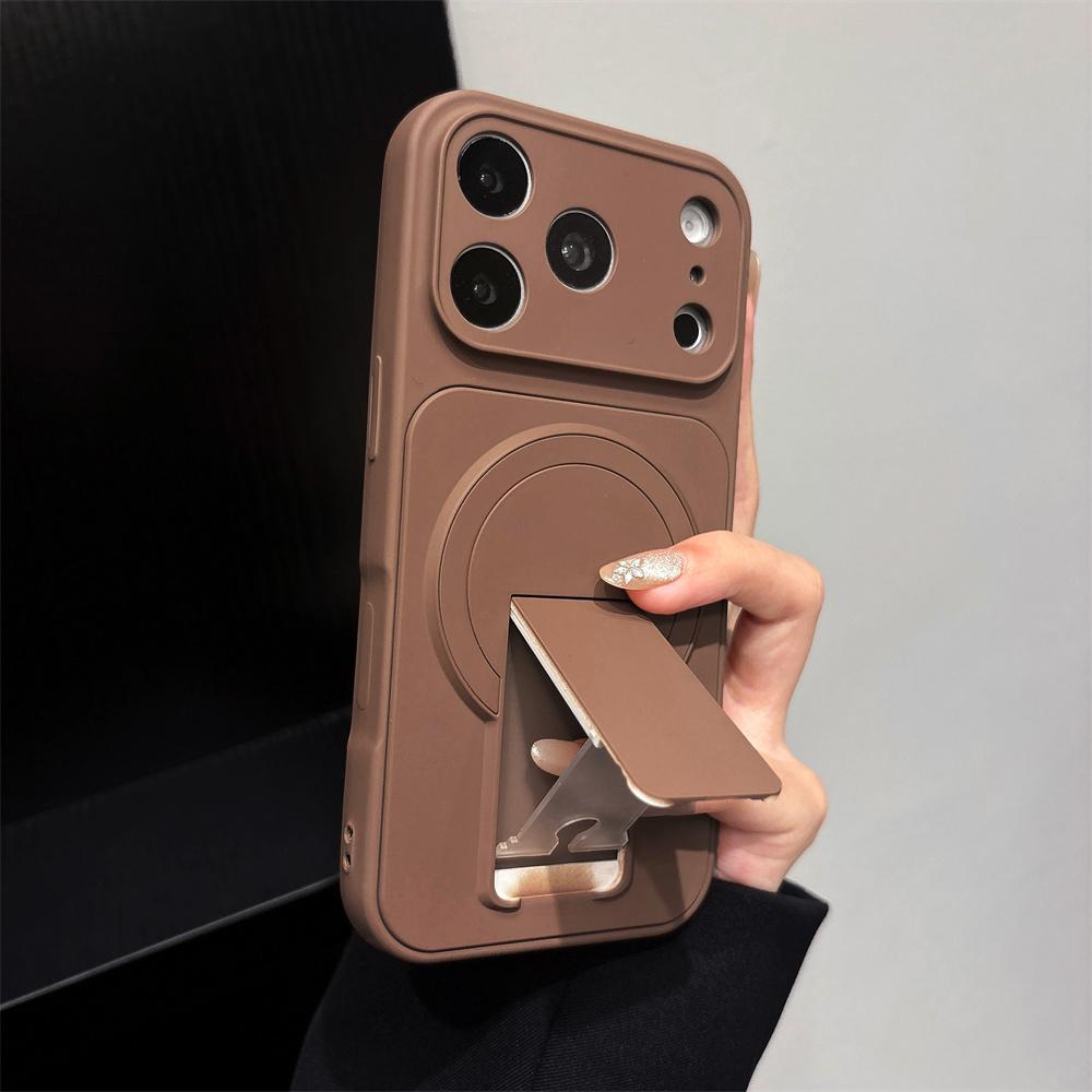 Hidden Folding Stand Magnetic Phone Case for IPhone 17 16 15 14 13 12 11 Pro Max Matte Frosted Shockproof Protection Back Cover