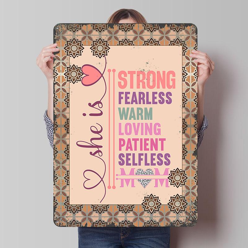 

She Is Mom Mothers Day Printed Poster Customized Wall Art Retro Vintage Metal Tin Signs for Luxury Home Decor Items Man Cave 20x30cm（7.8x11.8inch）