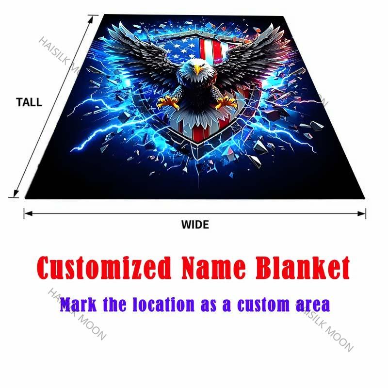 Bald Eagle and Flag Art Blanket Warm Soft Fluffy Kids and Adults Sofa Bed Throw Blanket for Home Travel Camping Large Size