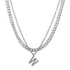 Titanium Steel Personalized Letter W Necklace Double Layer Stacked Sweater Chain Versatile Simple Hip Hop Cuban Chain Korean Style Unisex Trendy