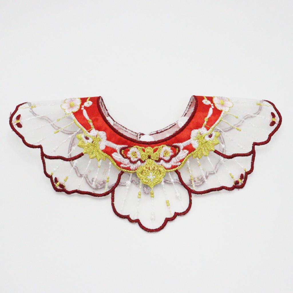 New Chinese-style Pet Cat Cloud-collar Red Embroidery Pet Shawl Hanfu Embroidered Scarf Neck Collar Decoration