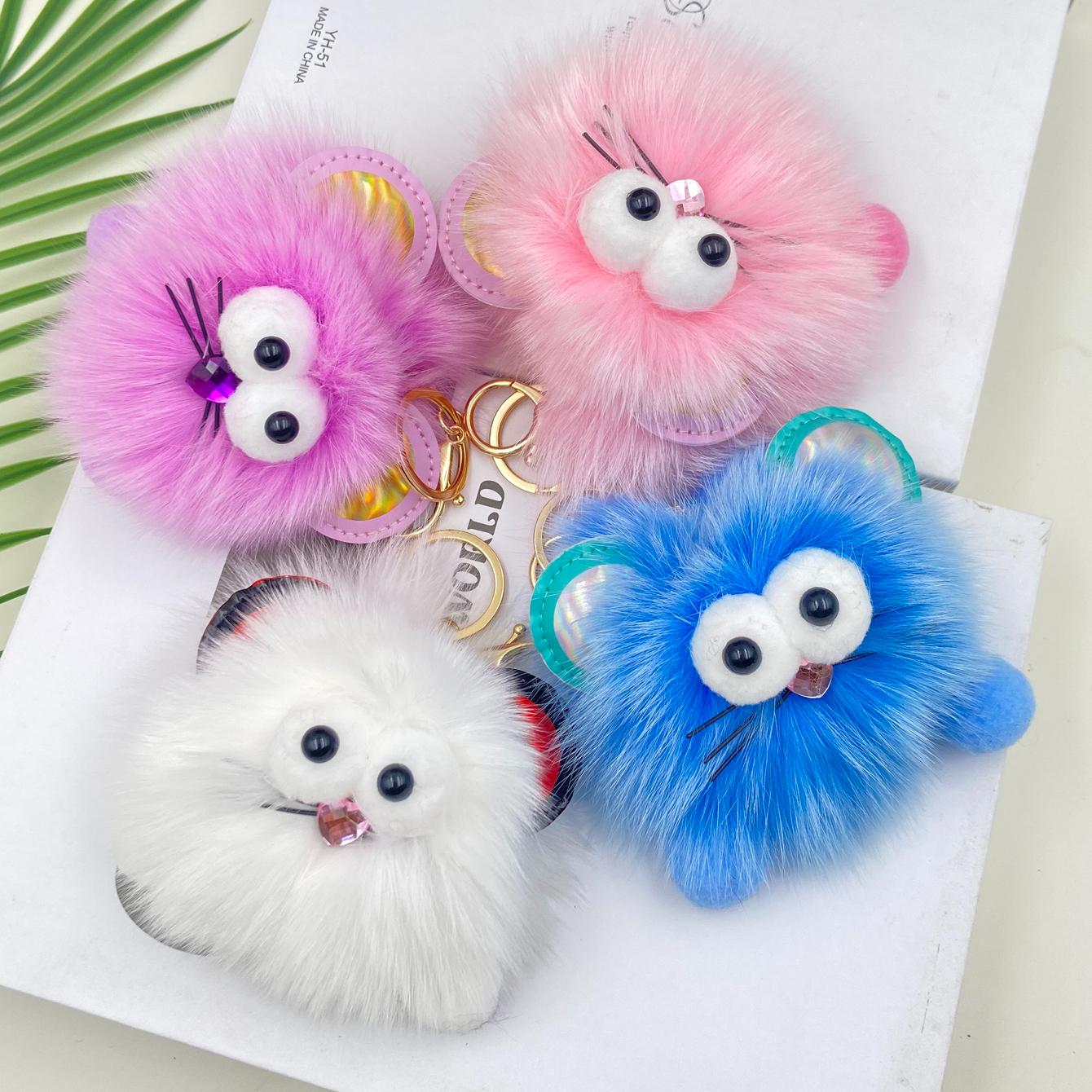 1 шт. новый пушистый помпон мяч сумка автомобиль кулон брелок для ключей милый подарок — фото 3