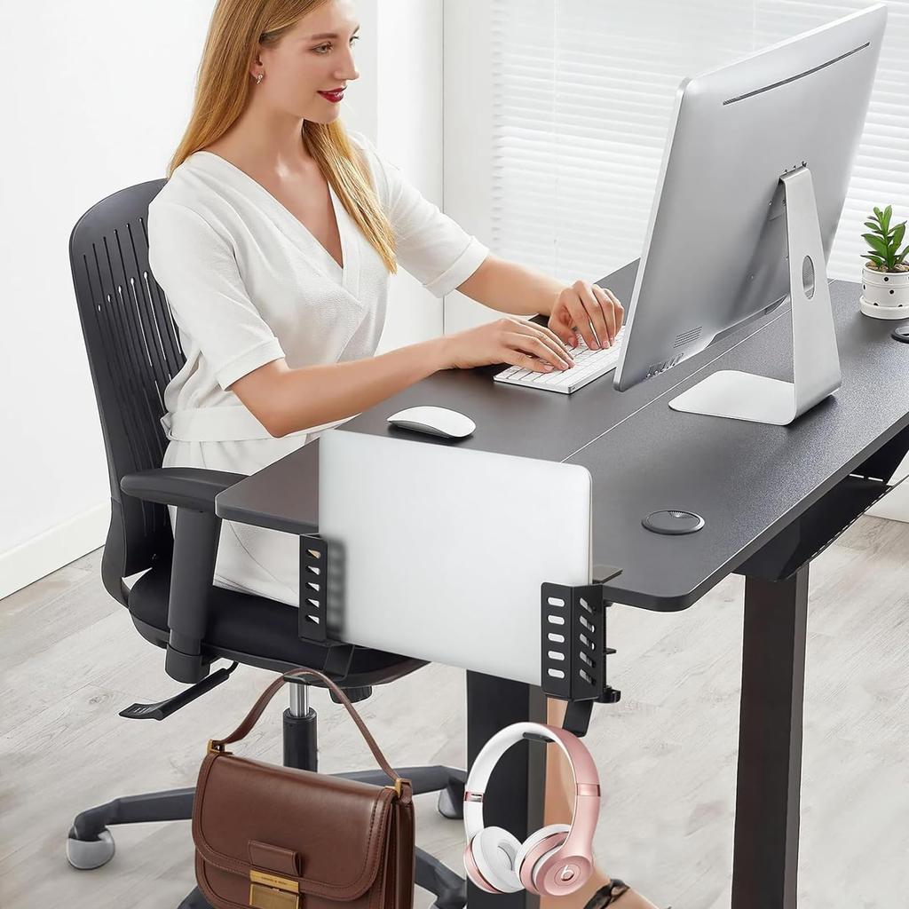 Vixplorn Vertical Laptop Desk Side No Drilling Easy To Adjustable Computer Lbs Weight Capacity Stand, Rack, Required, Use, Non-Slip, Spacing,