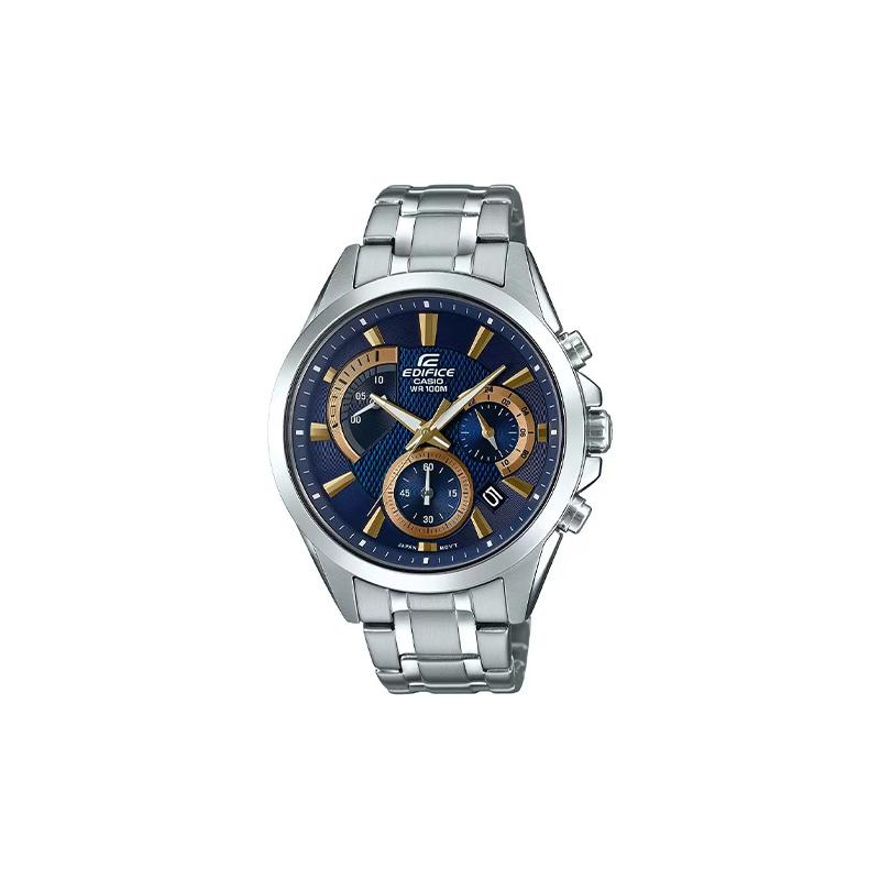 

Casio EDIFICE 100 meters waterproof quartz movement stainless steel strap Japanese and Korean watch men s watch blue dial EFV-580D-2AVUDF синій