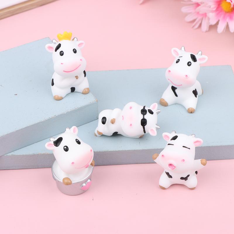 4Pcs Auto Cute Anime Plastic Cartoon Little Cow Car Accessories Gift Interior Hanging Ornament Rear View Mirror Decorations