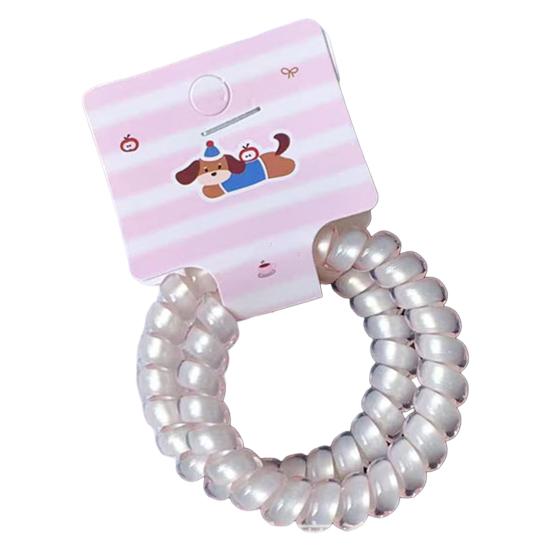 1 Pair Women Hair Ties Pearlescent Color High Elasticity Phone Cord Shape Hair Ropes Flexible Ponytail Holder Hair Accessories