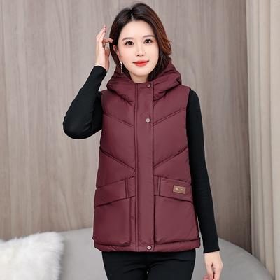 New Winter Cotton Vest Hooded Versatile Short Cotton Waistcoat Loose Western Style Slim Coat