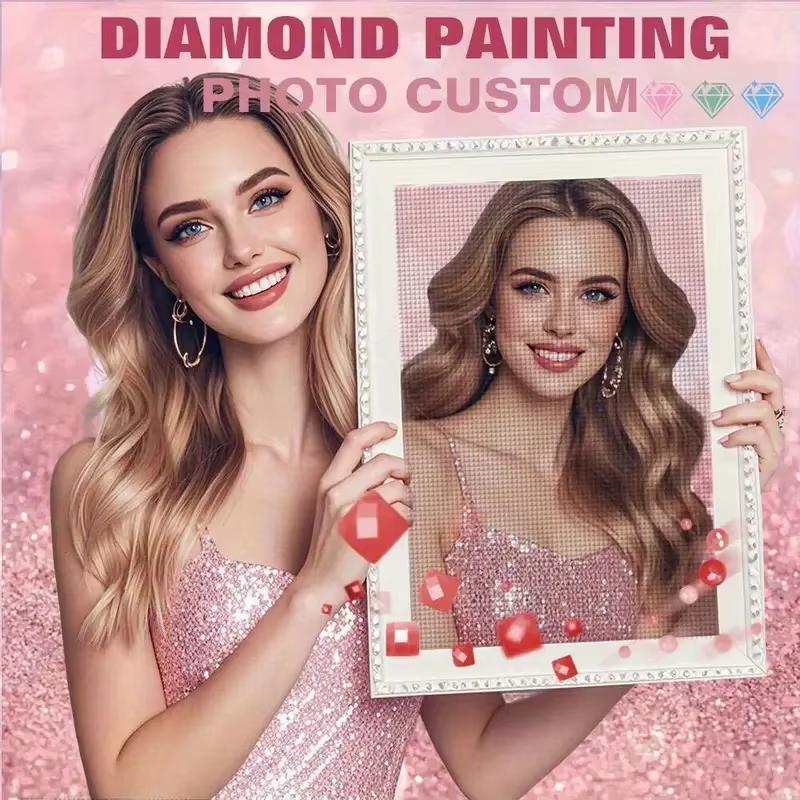 Foto Custom 5D Diamantmalerei Vollrund DIY Diamantstickerei Verkauf Runde Bohrer Kristallbild aus Strasssteinen