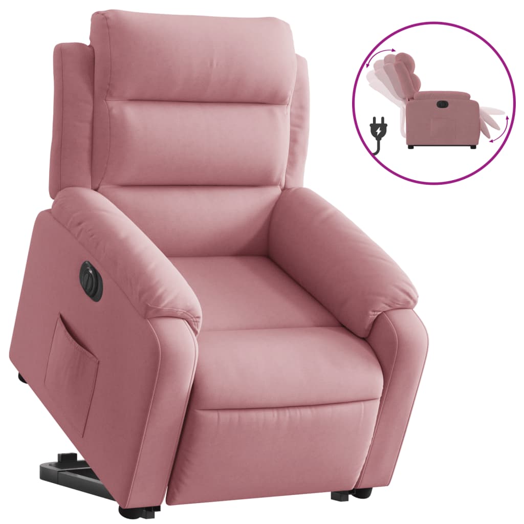 Recliner Chair with Lift Assistance Electric Pink Velvet
