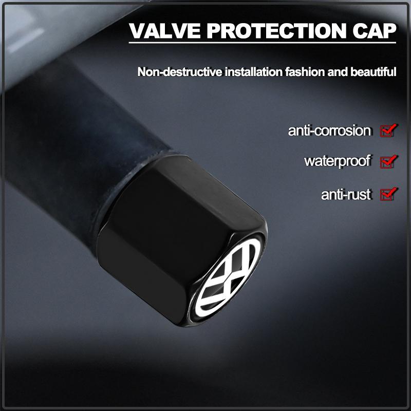 New Car Tire Valve Caps with Car Badge Keyring Keychain Set For Volkswagen MK7 MK6 MK5 Ibiza Leon FR 2 Altea Aztec Golf-4 5 6 7 Passat