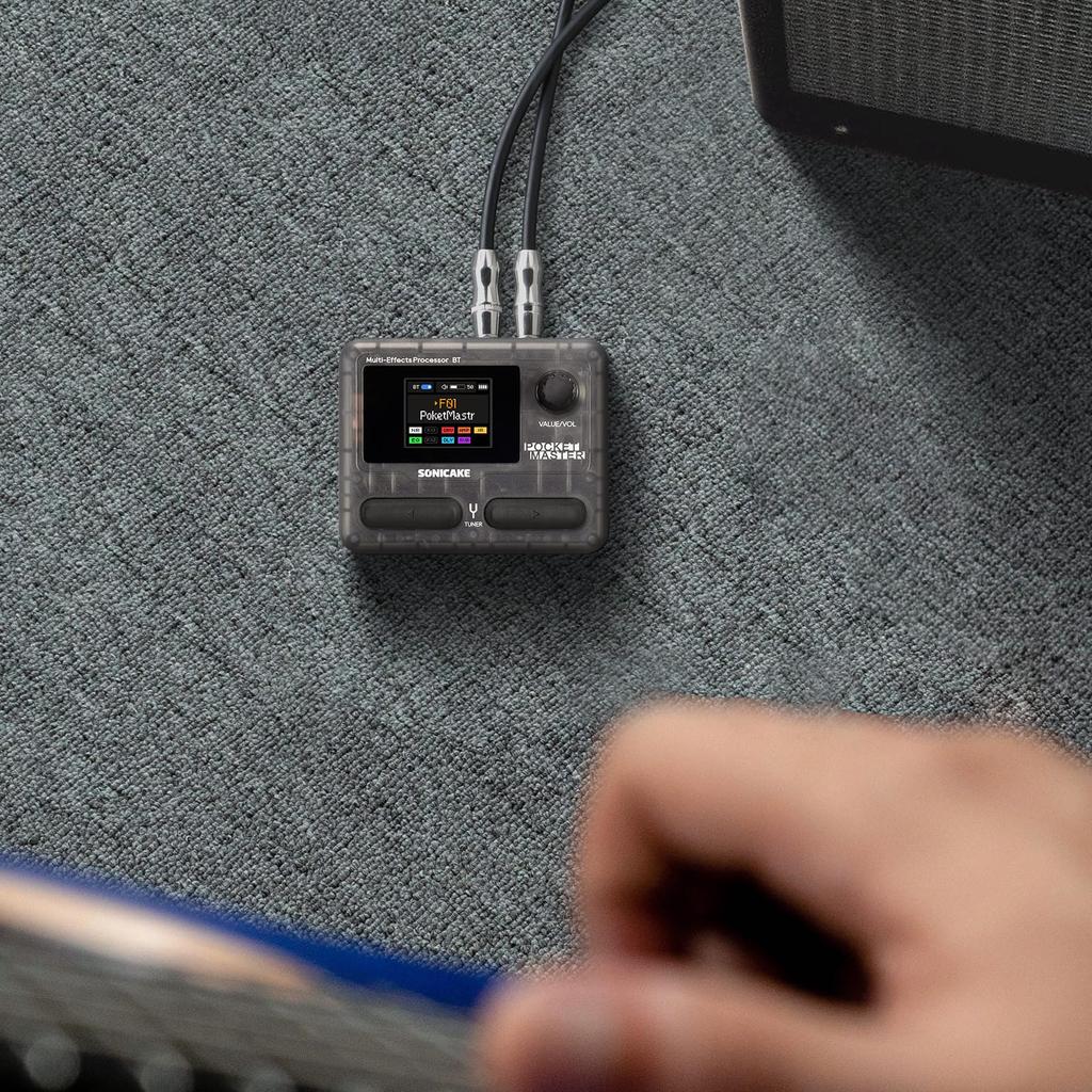 SONICAKE Pocket Master Guitar and Bass Amp Modeling IR Cabinet Simulation Multi-Effects Stereo OTG USB Audio Interface BT Audio 1.75-inch LCD Color