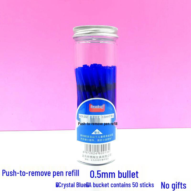 Press To Advance Friction Erasable Gel Pen Refill, 0.5mm Bullet Tip, Crystal Blue Black