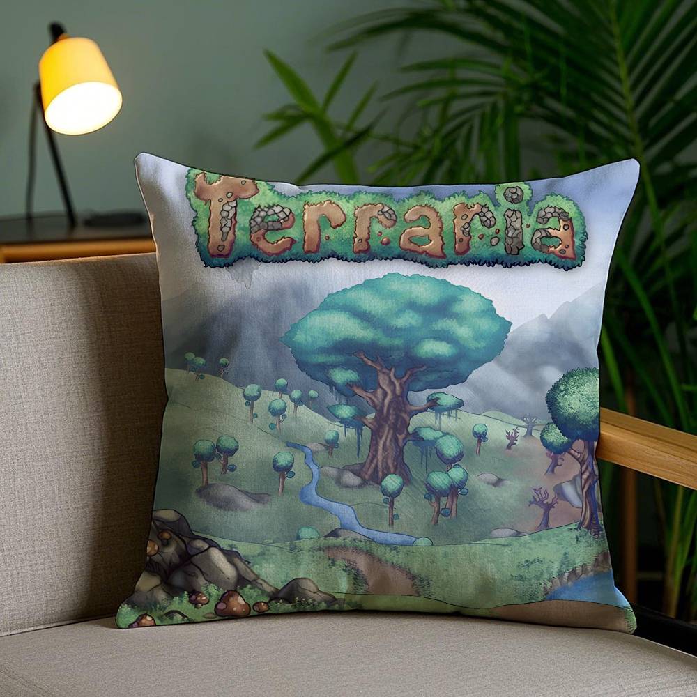 

2D Песочница Приключение Игра Terraria-T Наволочка Наволочка против пылевых клещей Невидимая молния Шелковистый короткий плюш Чехол на диванную подушку 12x12Inch