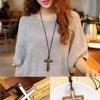 Personality Trendy Cool Gothic Wood Cross Pendant Necklace for Women Men Vintage Hip Hop Y2k Necklace Party Jewelry Gift