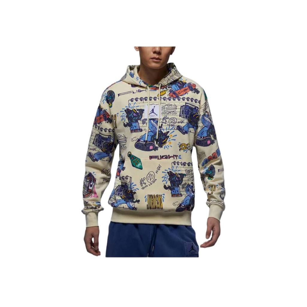 Jordan Graffiti Design Casual Thin Fleece Pullover Long Sleeve Sweatshirt Men Sweatshirt Coconut-Milk FV8594-113
