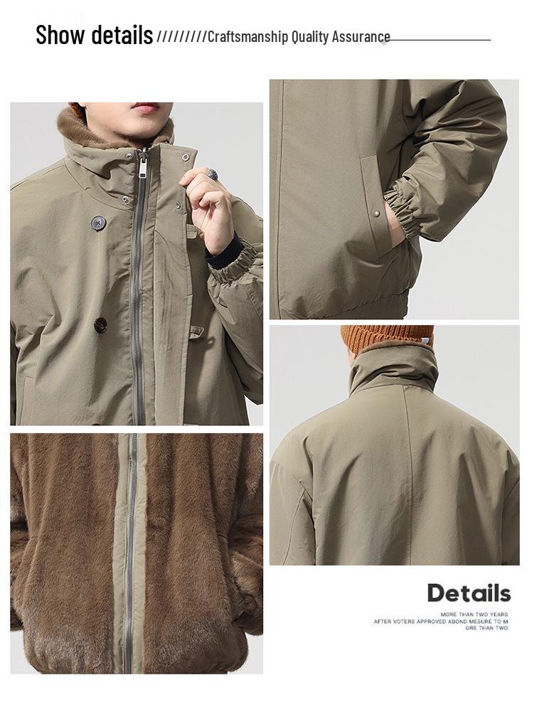 2025 Autumn/Winter Men's Double-Sided Hooded Cotton Jacket - Casual Fashion Workwear Outerwear