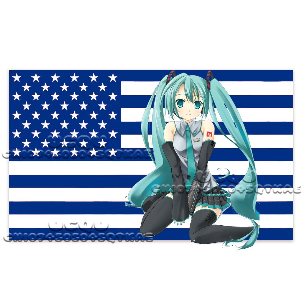 American Flag Tapestry Hatsune Miku Anime Background Decoration Dormitory Bedhead Tapestry Living Room Sofa Background Cloth