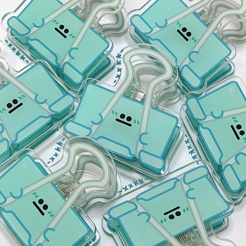 1pcs Cartoon Pp Clip Acrylic File Dovetail Book Data Clip Cute Funny Expression Eye Clip Long Tail Acrylic File For Office Tools