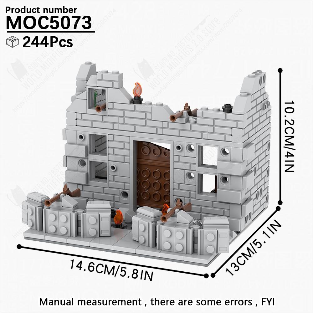 MOOXI Military WW2 Battlefield Ruin Damaged House Model MOC Bricks DIY Assembled Building Blocks Toys For Childrens Adults Gifts