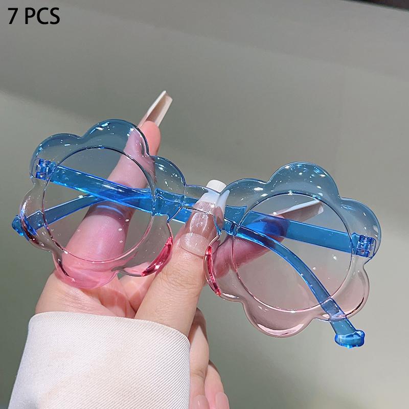 1/7 Pcs Flower Shaped Sunglasses for Children Stylish Gradient Multi-color Kids Shades  Ins Trendy Cute Decor Sun Glasses