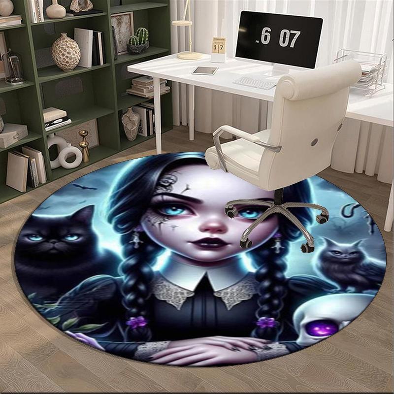 Gothic Fashion And Mystery round carpet Chair cushion Round Entryway Rug, Soft Round Rugs for Living Room, Bedroom, Circle Carpet decor gifts