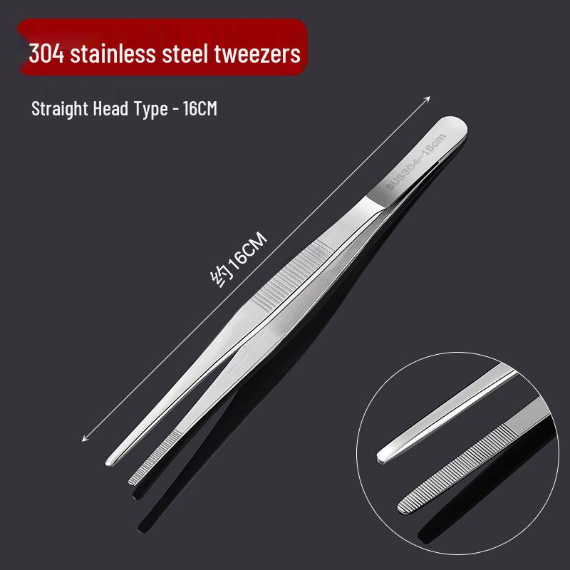 Thickened Stainless Steel Non-slip Beauty Tweezers Set – Straight & Bent Tips for Makeup, Nail Art, & Beading.
