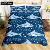 Shark Duvet Cover Set Deep Sea Animal Bedding Set Cartoon Ocean Sharks Colourful Hand Drawn Comforter Cover For Kids Boys Girls