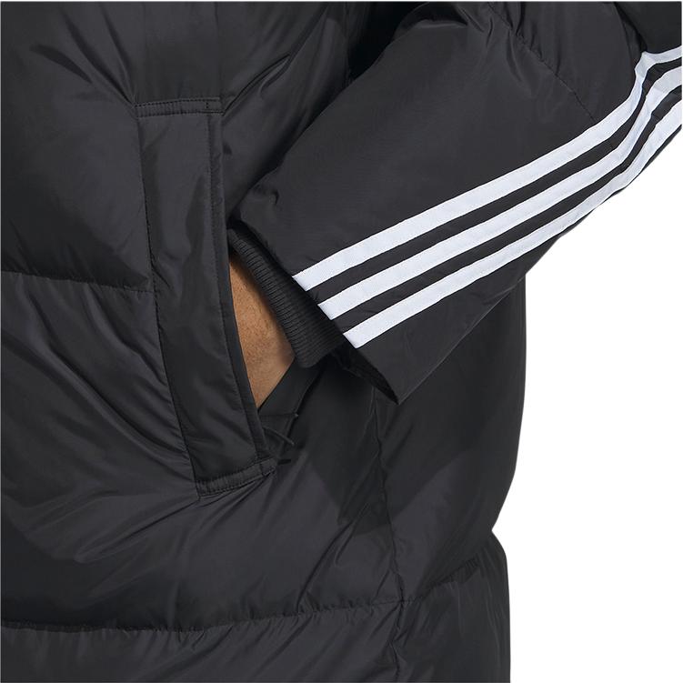 Adidas Originals FW23 Winter Series Long Puffer Jacket With Classic Stripes Men Outerwear Black IU4831