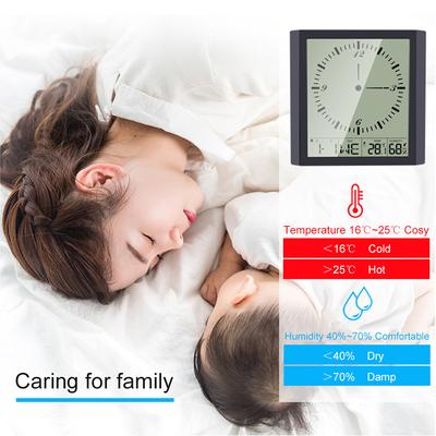 Digital Multifunctional Thermo-Hygrometer Thermometer & Hygrometer & Square Clock Minimalist Wall