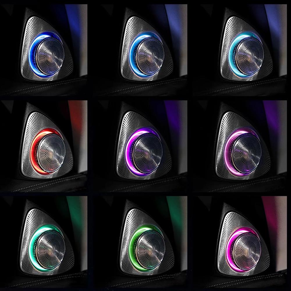 for Mercedes Benz E-Class W213 E200 E250 E300D 3D Rotation Glow Tweeter Speaker 64 Colours RGB Ambient Light LED Speaker Horn