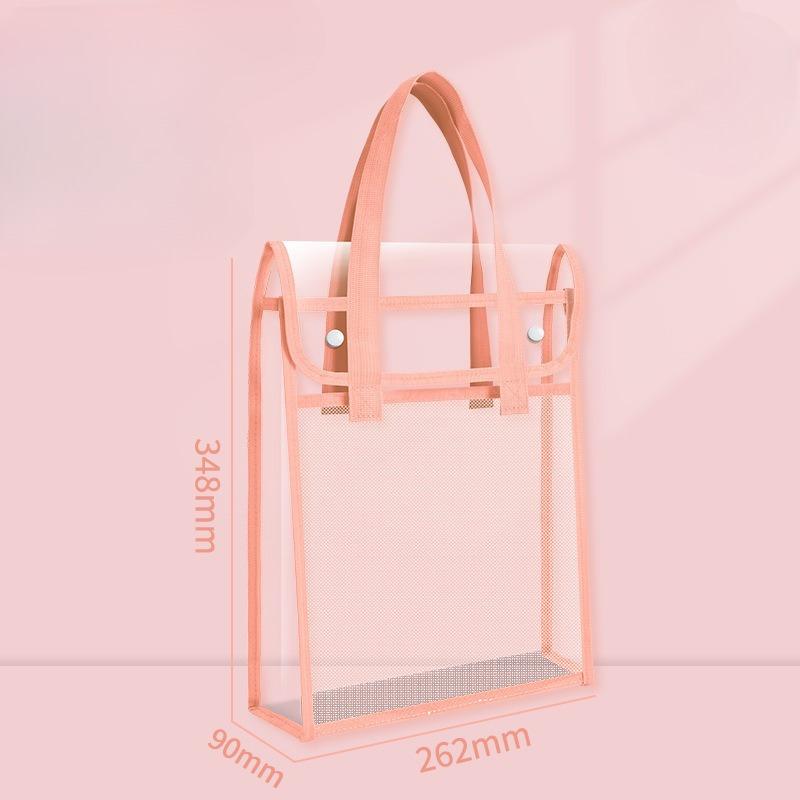 1/2/3PCS Waterproof Clear PVC Tote Bag Mesh Handbag Multi-function Exam Storage Bag Office Document Bag Daily Shopping Cosmetic Bags