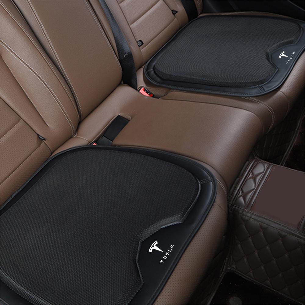 1PC Car Emblem Breathable Seat Cushion With Anti-slip Particles Soft For Tesla Model 3 Model S X Model Y SpaceX Roadster Invader