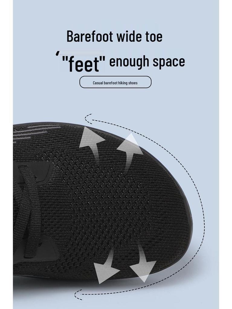 New Unisex Plus Size Flyknit Wide Toe Barefoot Hiking Sneakers - Breathable, Non-slip, Flat Bottom.