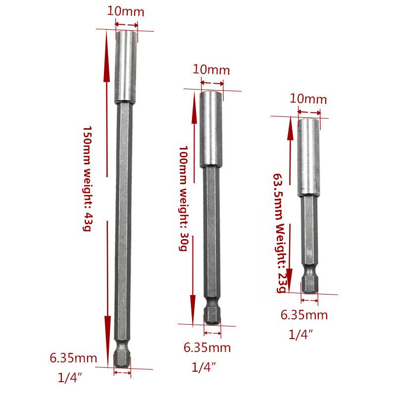 1/4 Elektrischer Schraubendreherkopf Stark magnetische Verlängerungsstange 6,35 mm Schnelladapter.