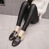 Korean Style Fleece-Lined PU Matte Leather Skinny Leggings with Single/Double Buttons