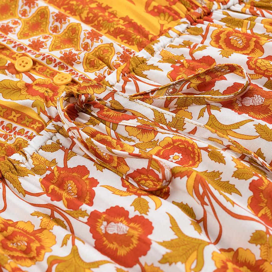 Spring 2025 Women's Rayon Print Short Sleeve Dress - European & American Style Fashion