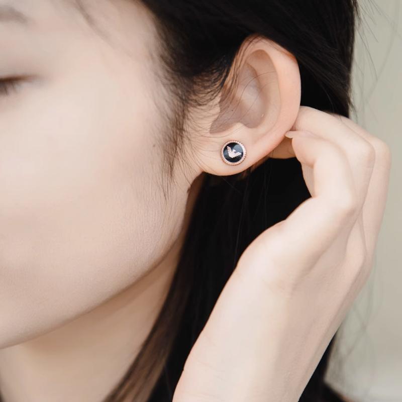 Emporio Armani Round Eagle Logo Stainless Steel Earrings Women Earrings Rose-Gold EGS2534221