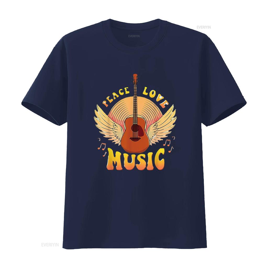 Cute Peace Love Music Hippie Hipster Festival Womens T Shirt White vintage Washed Casual streetwear Soft graphic Versatile