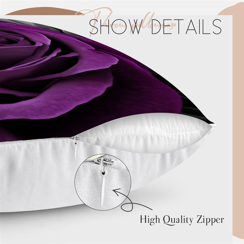 1Pc Purple Rose Pillow Cover For Home Living Room Bedroom Sofa Office Decorative Pillowcase Soft Throw Pillows 45X45Cm