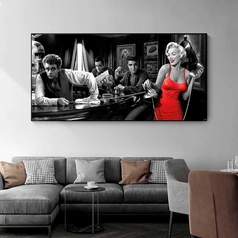 Black Modern Classic Figure Painting US Movie TV Canvas Paintings Posters and Prints Wall Art Pictures for Living Room Decor