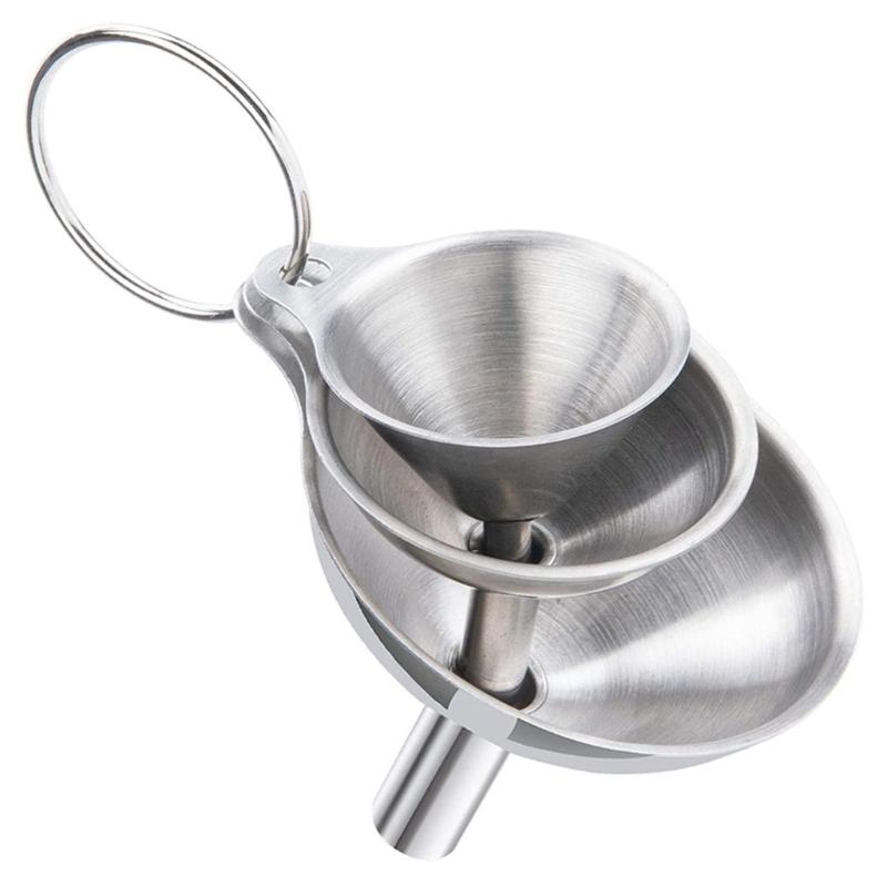 3pcs/set Stainless Steel Mini Funnel Oil Spill Wine Spill Tool Liquid Dispenser Kitchen Funnel Set Household Tools 1
