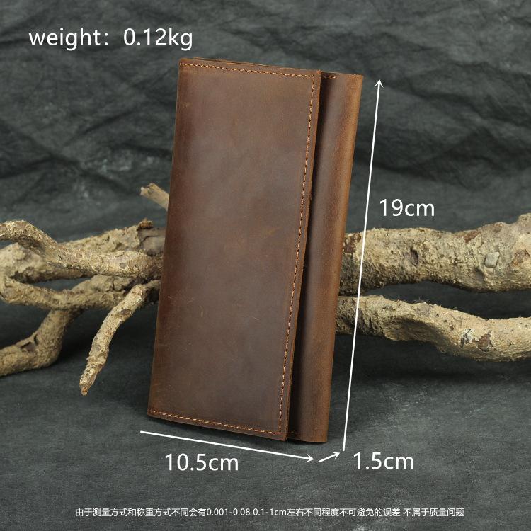 Handmade Leather Long Wallet Men'S Leather First Layer Cowhide Multi-Function Mobile Phone Passport Bag Buckle Wallet
