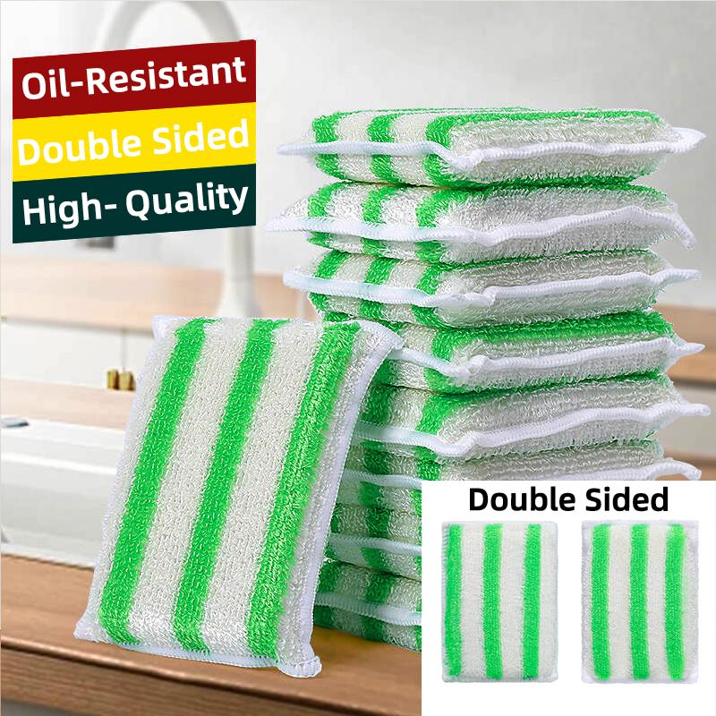 Sided Sponge Wipe Dirt-resistant Scouring Pad Kitchen Dishwashing Brush Clean Tools Bamboo Fiber Dishwashing Wipe